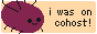 a web button featuring a round aubergine mascot of cohost with the following words to the left of it: i was on cohost